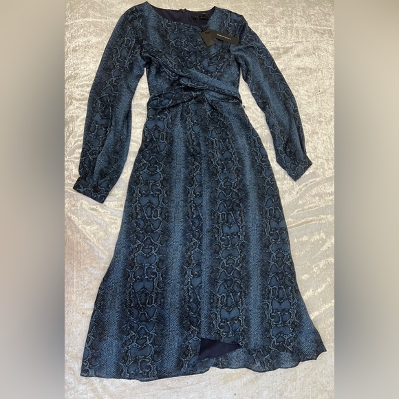 COPY - BCBGMAXAZRIA NWT Pacific Blue Snake Print Satin Midi Dress - Picture 8 of 8